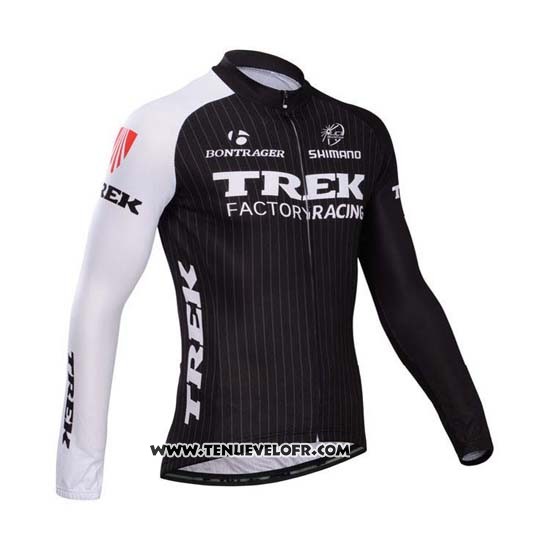 2014 Maillot Ciclismo Trek Factory Racing Noir et Blanc Manches Longues et Cuissard
